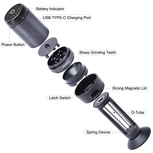 Smart Electric Herb and Spice Grinder for Fluffy Grinding (Black)