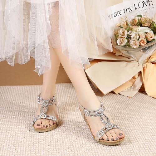 Rhinestone Platform Sandals for Women's Beach Weddings